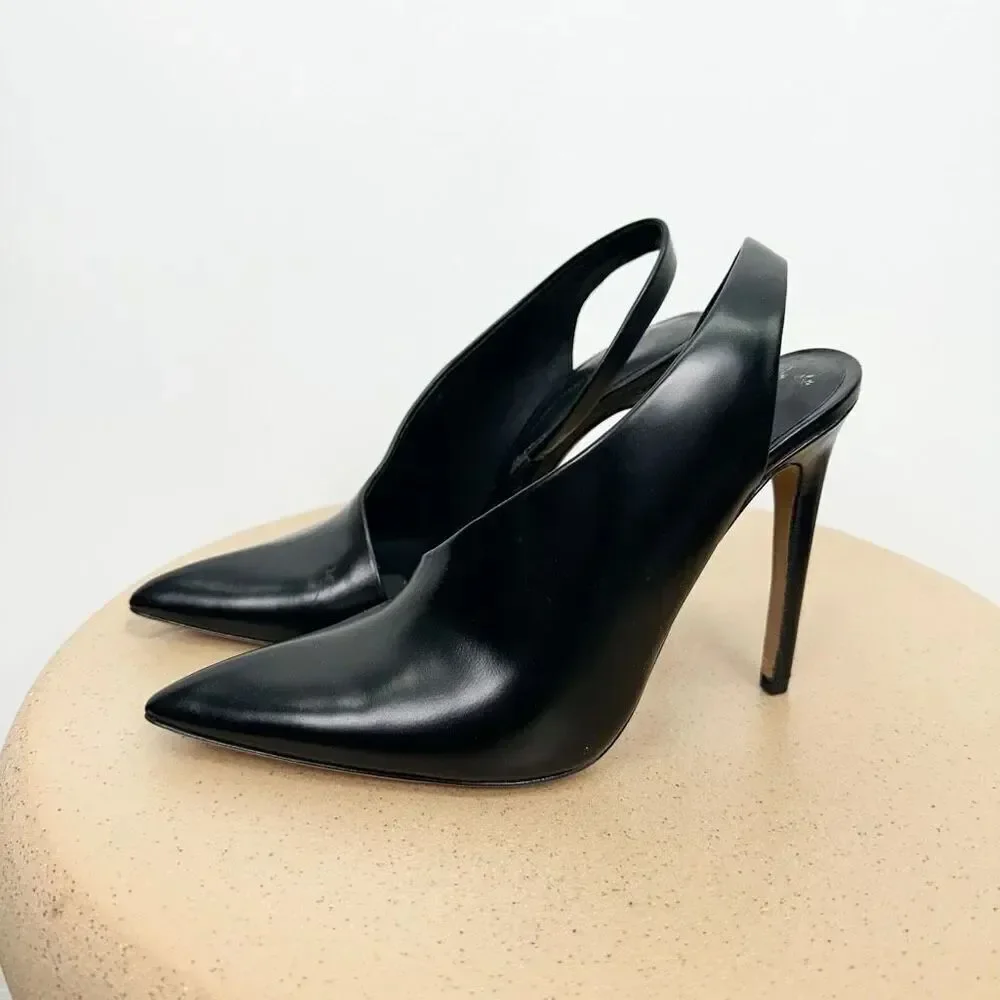 Alexander Wang Women’s Edie Slingback Heels Black Leather Pumps
